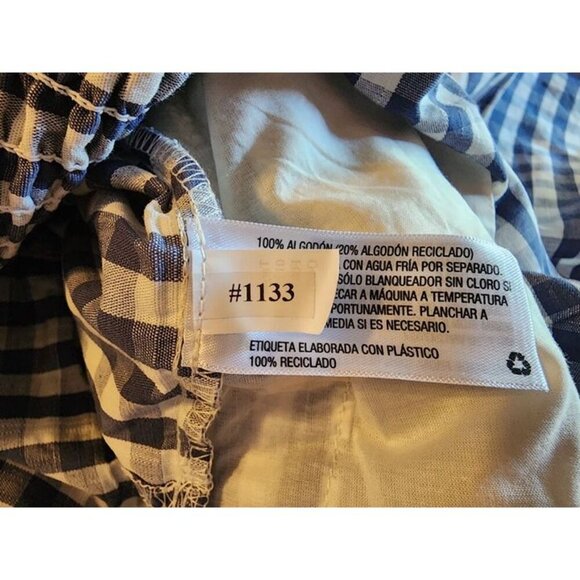 Universal Thread Blue White Check Gingham Tiered 4X Midi Long Skirt Picnic Plaid - Picture 5 of 12